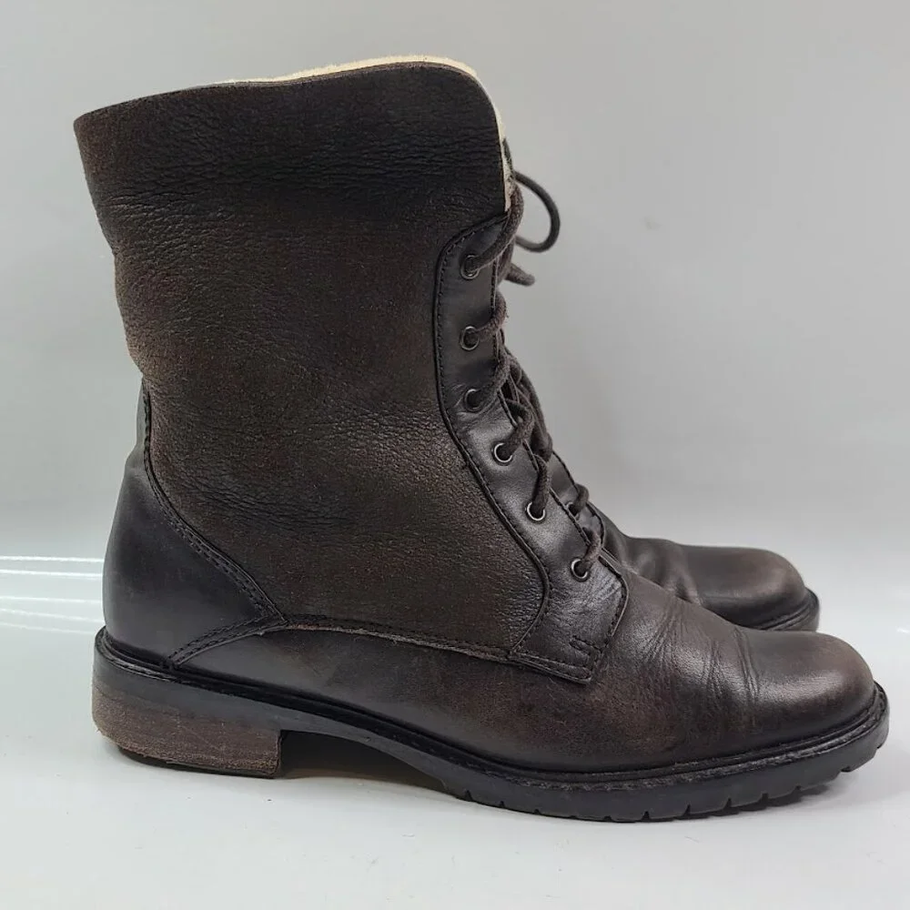 Santana Canada Women Brown Jenny‎ Leather Lace Up Ankle Winter Boots Size 7.5M
